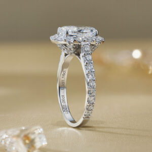 18K Gold Lab-Grown Diamond Pave Setting Engagement Ring