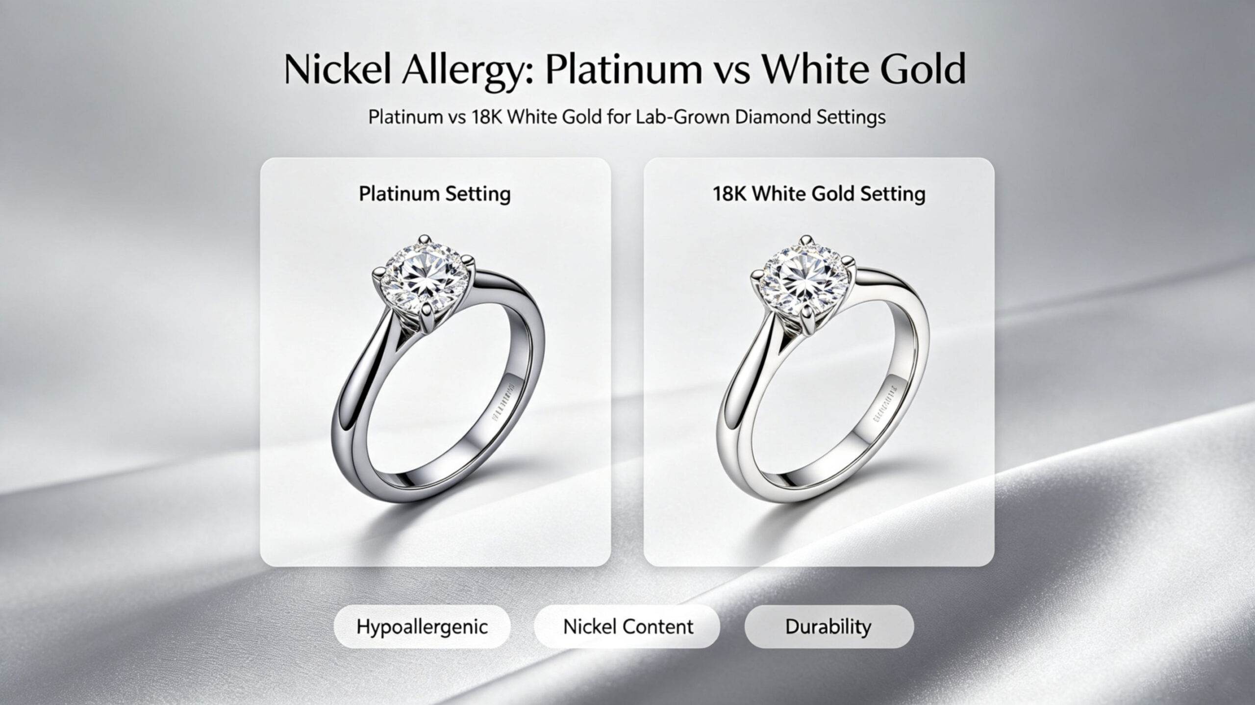 Platinum vs white gold lab grown diamond setting